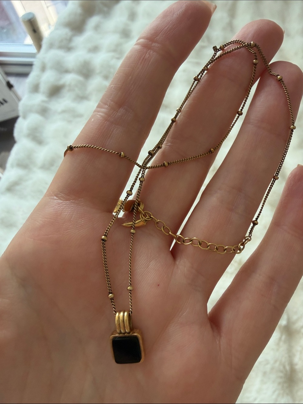 MISSOMA Gold plated Necklace with Black Square Pendant - Elegant Women's Jewelr